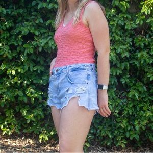 Distressed/ ripped jeans shorts